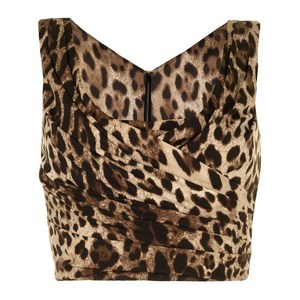 돌체앤가바나 돌체앤가바나 레오파드 프린트 드레이프 크롭 탑
