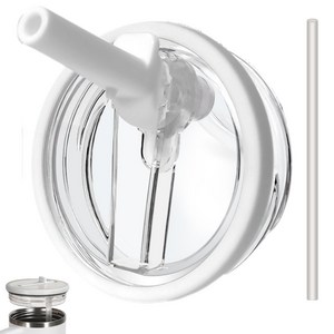 591ml 대용량 텀블러 호환 밀폐뚜껑-플립 빨대 디자인 접이식 텀블러 뚜껑 교체용, 화이트, 591ml, 1개