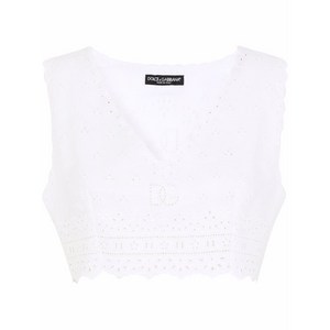 돌체앤가바나 자수 리넨 크롭 탑, 화이트계열, Italy 42(KR 55)