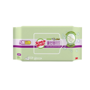 스카치브라이트 3M 올인원 베이직 더블액션 물걸레 청소포 플러스 표준형 25매, 28 x 21 cm, 2개