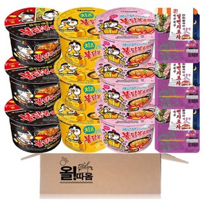 큰컵라면 기획세트 불닭볶음면 3개+까르보 불닭볶음면 3개+치즈 불닭볶음면 3개+먹꾸먹꾸 해물맛 잔치쌀국수 3개, 1팩