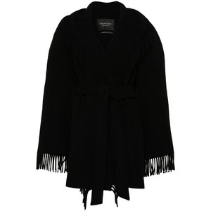 발렌시아가 프린지 에지 후드 가디건 코트