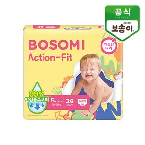 보솜이 액션핏 팬티형 기저귀 공용, 5단계, 104매