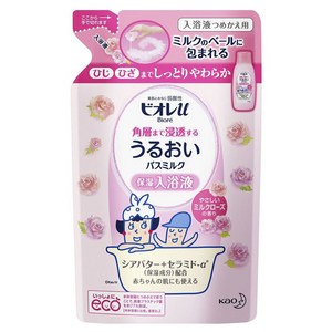 비오레 U 모이스처라이징 바스밀크 입욕액 밀크 로즈 향 리필용, 480ml, 1개