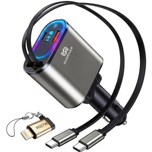 SUNRIVER 차량용 초고속 충전기 240W 3세대 4in1 C타입 2개 애플 변환 잰더 포함 PD USB 4대 동시 충전