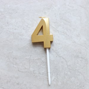 빅사이즈 생일초 케이크픽 특이한 메탈릭 골드 숫자초, 4, 1개, 15g