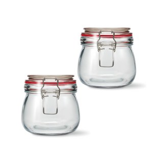 미르코리아 메탈글라스자 클립 유리병, 450ml, 2개