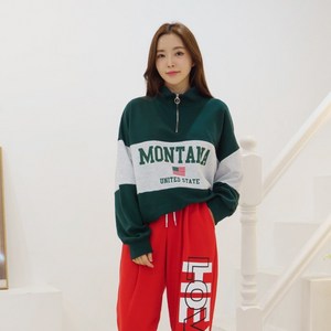 몬탄 배색 반집업 루즈핏 봄 맨투맨 트레이닝