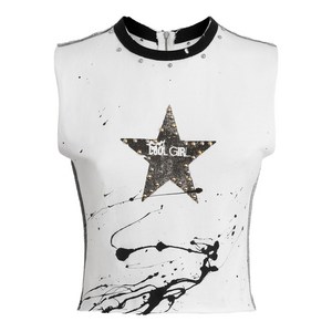 돌체앤가바나 스타 프린트 스터드 탑, 화이트계열+블랙계열, Italy 40(KR 44)