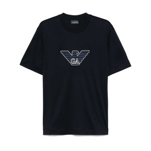 엠포리오아르마니 로고 패치 티셔츠, 블루계열, Standard XXL(KR 110)