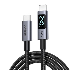 UGREEN 유그린 PD 240W C타입-C타입 LED 디스플레이 고속 충전 데이터 케이블 PD3.1 패브릭 초고속 충전 데이터 케이블 맥북 아이폰 삼성 샤오미 호환 PPS지원