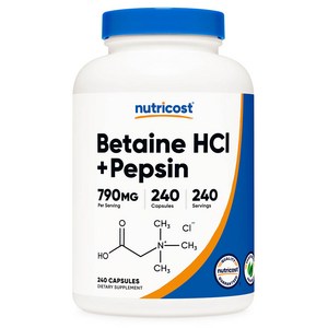 뉴트리코스트 베타인 HCI + 펩신 790mg 캡슐, 240정, 1개