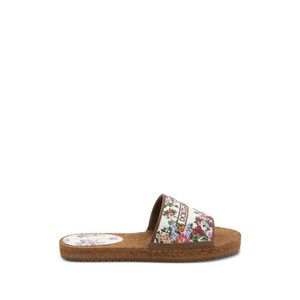 돌체앤가바나 플로럴 자수 에스파드리유 샌들, Europe 37(KR 240), 화이트계열+브라운계열