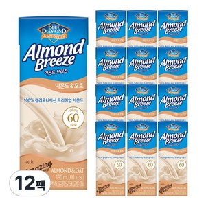 블루다이아몬드 아몬드 브리즈 아몬드 앤 오트, 190ml, 12개