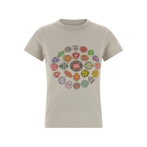 발렌시아가 logo-print crew-neck T-shirt, 베이지계열, Standard XS(KR 44)