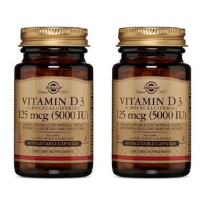 솔가 비타민 D3 5000IU 베지터블 캡슐, 60정, 2개