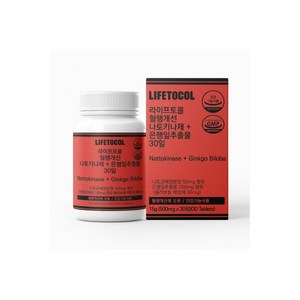라이프토콜 혈행개선 나토키나제 + 은행잎추출물 30일 15g, 30정, 1개