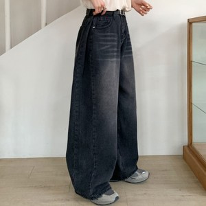 앤샵 [롱 숏 기장선택/빅사이즈~2XL] 여성용 트베리 워싱빈티지 벌룬 사이드절개 와이드 데님 청바지(4color)