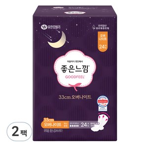 좋은느낌 오리지널 생리대 날개형, 24개입, 2개, 오버나이트