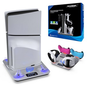 DOBE PS5 슬림/프로 호환 쿨링스탠드 TP5-3550 듀얼센스 충전 플스5 PS5프로 헤드셋 거치대, 1개, 화이트