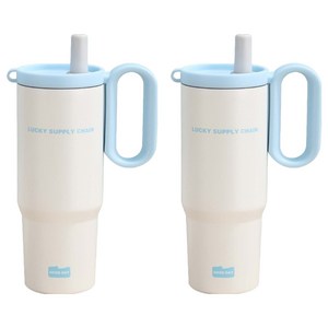 Tiger Pavilion 손잡이 빨대 텀블러, 720ml, 블루, 2개