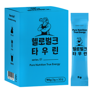 헬로벌크 타우린 피로회복 비타민C 카페인제로 레몬맛, 30회분, 1박스