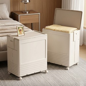 YEAAYE 접이식 폴딩 이동형 리빙박스 대형 수납함 낮은 손잡이형