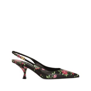 돌체앤가바나 롤로 로즈 프린트 칼 스킨 슬링백 펌프스, Europe 35(KR 220), 블랙계열+레드계열