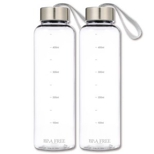 위드 스텐캡 눈금 물병 트라이탄 보틀 2p, 2개, 실버 스트랩 500ml (2개입)