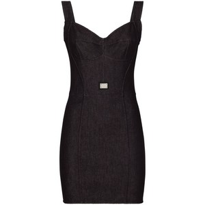 돌체앤가바나 로고 장식 뷔스티에 미니 드레스, 블랙계열, Italy 44(KR 66)
