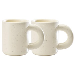 [머그홈] 빅 도넛 무광 머그컵 400ml 2개 세트 카페 뭉툭 머그잔, 1세트, 아이보리 2개