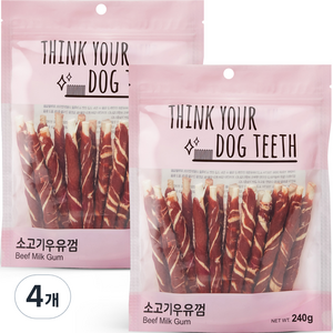 띵크유어도그티 강아지 딩고껌 스틱형 20P, 소고기, 240g, 4개