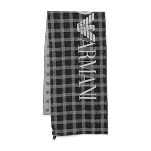 엠포리오아르마니 체크 패턴 로고 스카프