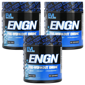 EVLUTIONNUTRITION ENGN 프리-워크아웃 엔진 블루 라즈 맛, 312g, 3개