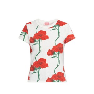겐조 플로럴 프린트 티셔츠, 화이트계열+레드계열, Standard M