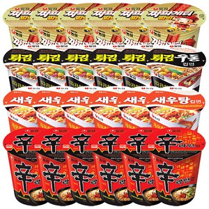 농심 신라면 6개 65g + 새우탕 6개 67g + 튀김우동 6개 62g + 짜파게티범벅 6개 70g, 1박스