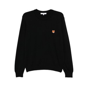 메종키츠네 로고 자수 패치 스웨터, 블랙계열, Standard S(KR 95)