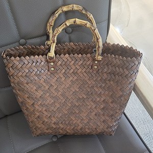 소울린느 빅사이즈 격자 패턴 라탄 백-2colors