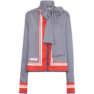 발망 푸시 보우 모노그램 프린트 셔츠