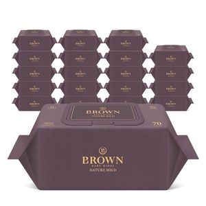 브라운 네이처 마일드 엠보싱 저자극 아기물티슈 캡형, 70g, 70매, 20개