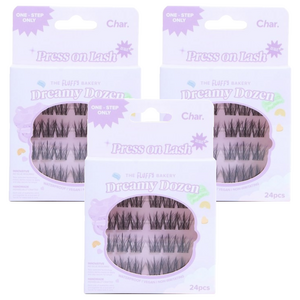 Char 핸드메이드 더 플러피 베이커리 드리미 도즌 인조 속눈썹, 블랙, 3개