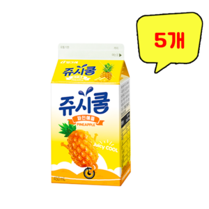 빙그레 쥬시쿨 파인애플, 450ml, 5개