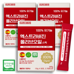 퓨어데이즈 아침엔 냉압착 유기농 엑스트라버전 올리브오일 100% 스틱 엑스트라버진, 10g, 90개