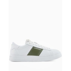 엠포리오아르마니 콘트라스트 패널 스니커즈, UK 9(KR 280), 화이트계열+그린계열