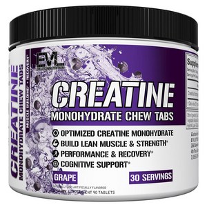 EVLUTIONNUTRITION 크레아틴 모노하이드레이트 그레이프 츄어블 타블렛