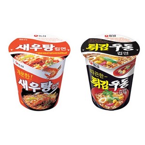 농심 튀김우동 컵라면 62g + 새우탕 컵라면 67g, 12개