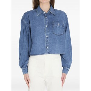 셀린느 트리옹프 디테일 데님 셔츠, 블루계열, M(KR 66)