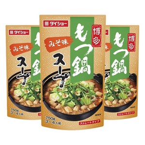다이쇼 하카타 모쯔나베 스프 미소맛 스트레이트 타입, 750g, 3개