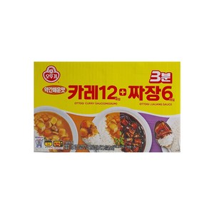 오뚜기 3분 약간매운맛 카레 200g x12개 + 짜장 200g x6개, 1세트