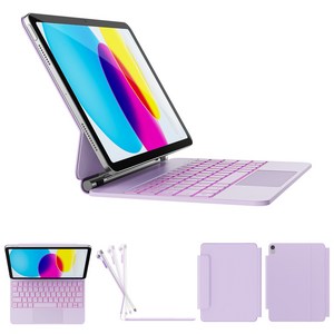 한국형 매직 키보드 아이패드 10세대 / 아이패드 11세대 (A16)용 11색 백라이트 키+트랙패드 방오염 가죽